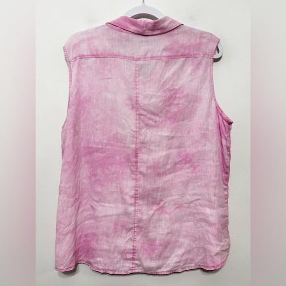 Chicos 100% Linen Tie Dye Sleeveless Button Up Shirt - Picture 3 of 6